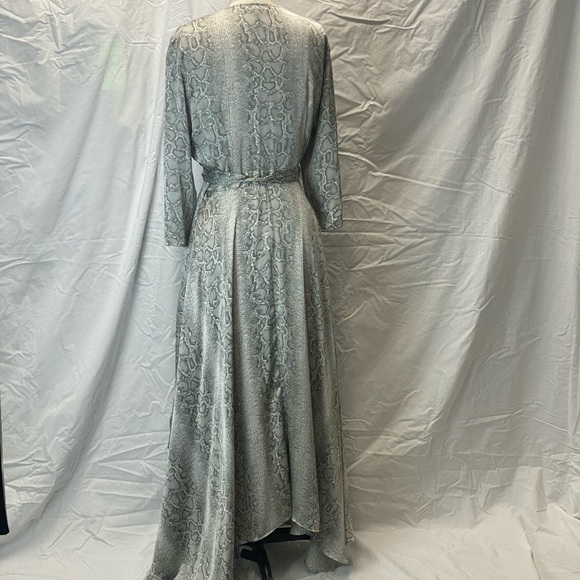 BCBG Max Azria Gray Snakeskin Print Wrap Maxi Dress - Picture 2 of 5